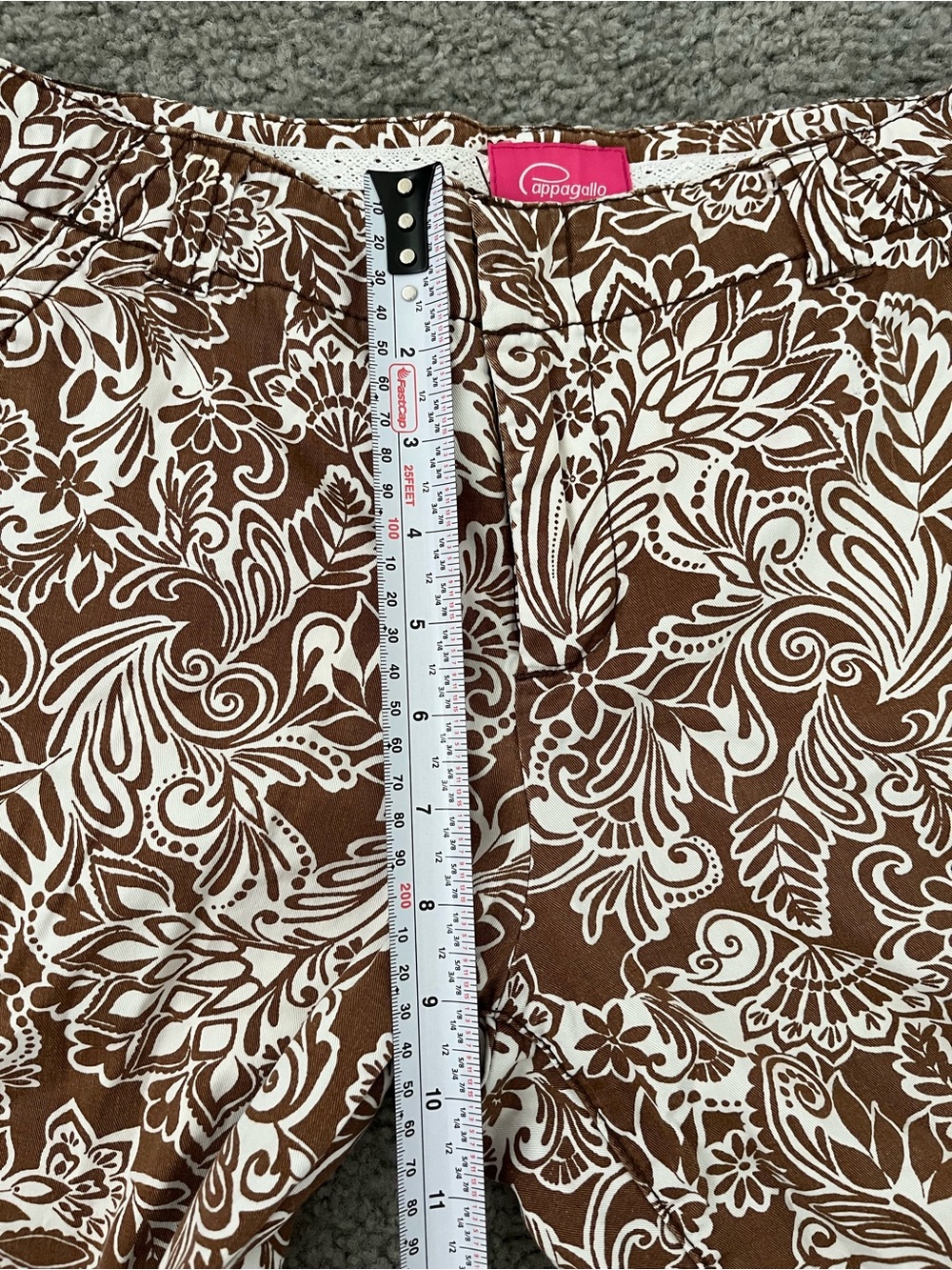 Cappagallo Brown & White Floral Print Capris - Picture 4 of 8